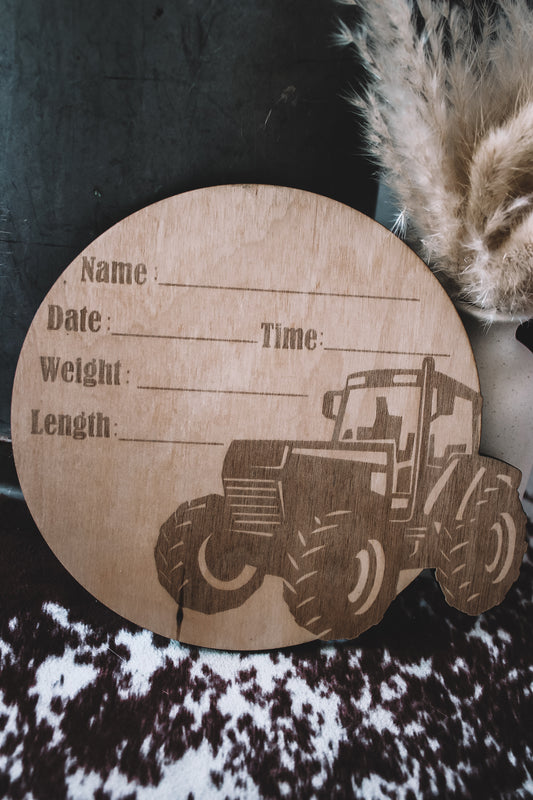 Tractor Birth Stat Sign