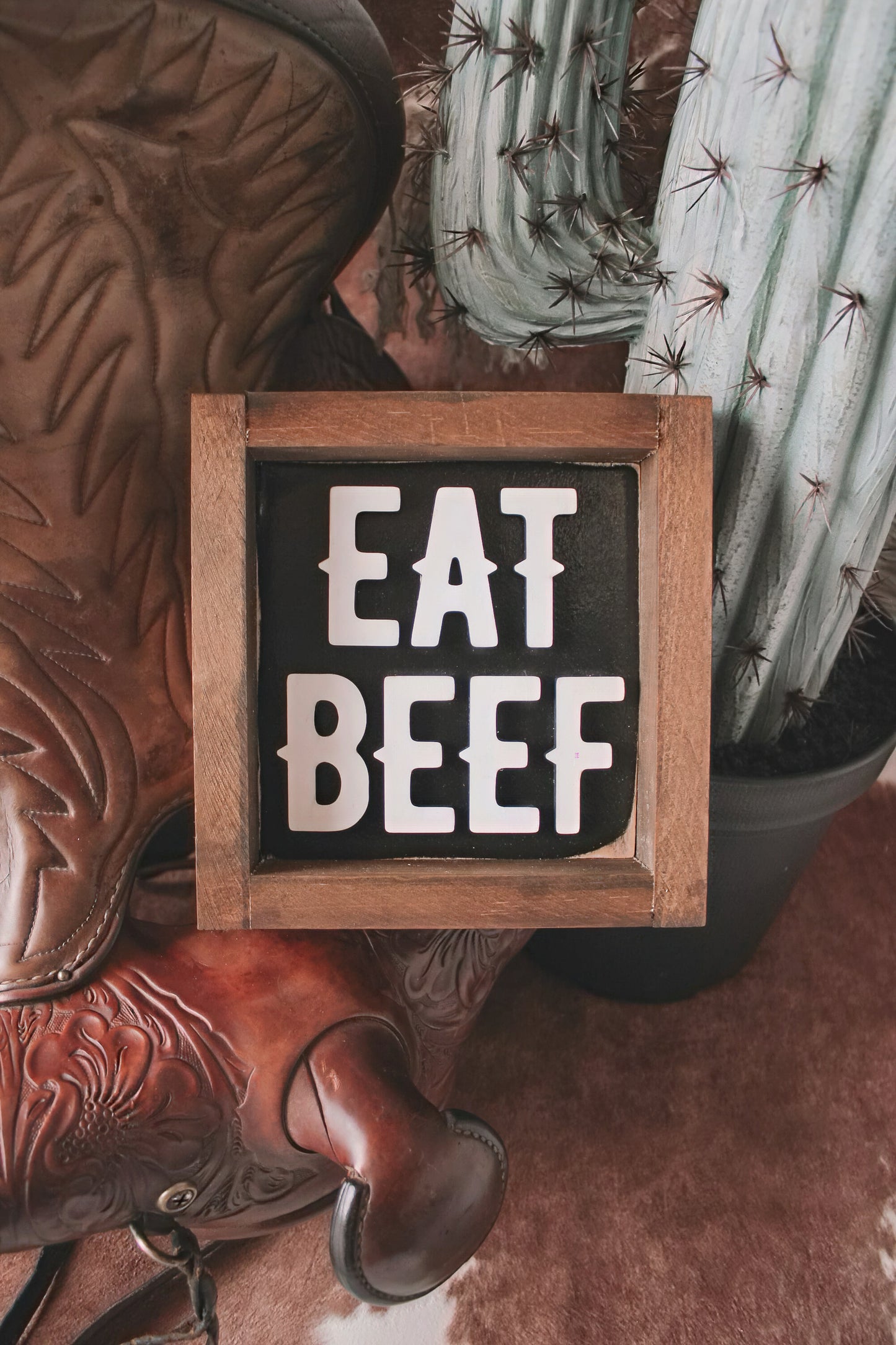 RTS Eat Beef Distressed Sign